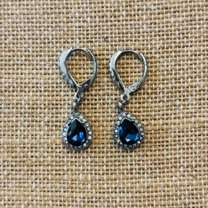 Chloe + Isabel Silver and Dark Blue Teardrop Earrings